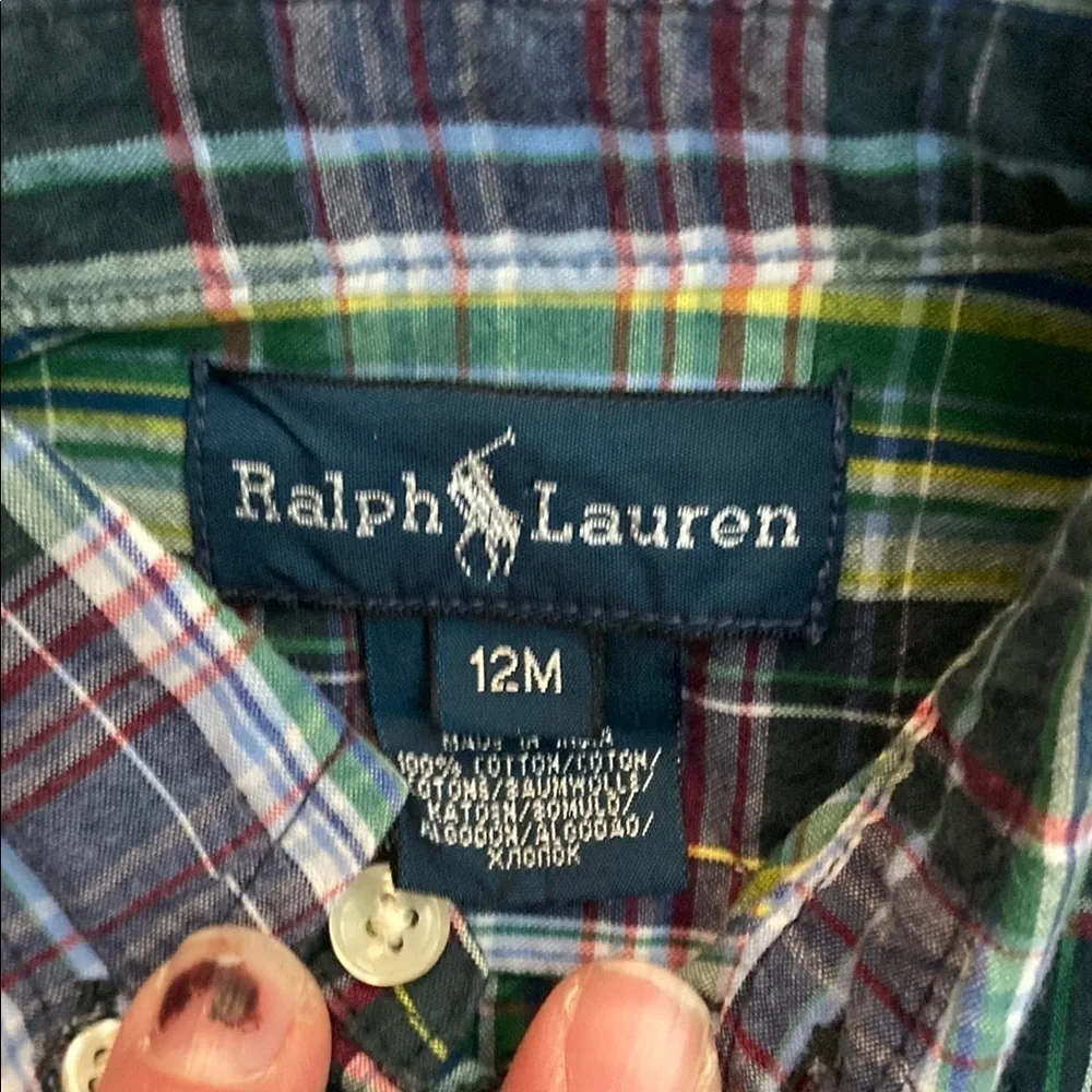 Ralph Lauren Green and Blue Button Down Shirt
